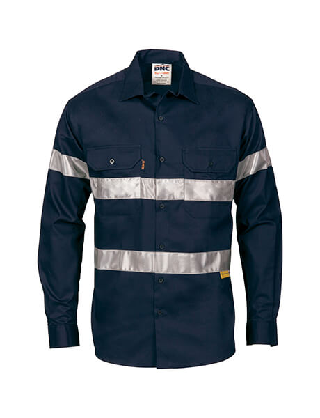 DNC HiVis Drill Shirt with 3M R/Tape-Long Sleeve (3835)