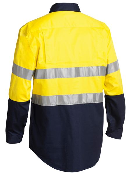 Bisley 2 Tone Hi Vis Cool Lightweight Closed Front Shirt 3M Reflective Tape - Long Sleeve-(BSC6896)