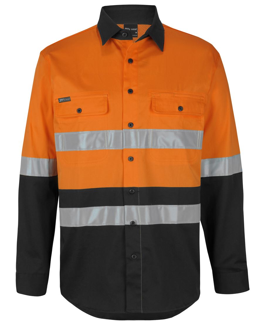Jb's Hi Vis (D+N) L/S Stretch Work Shirt With Tape (6DSWL)