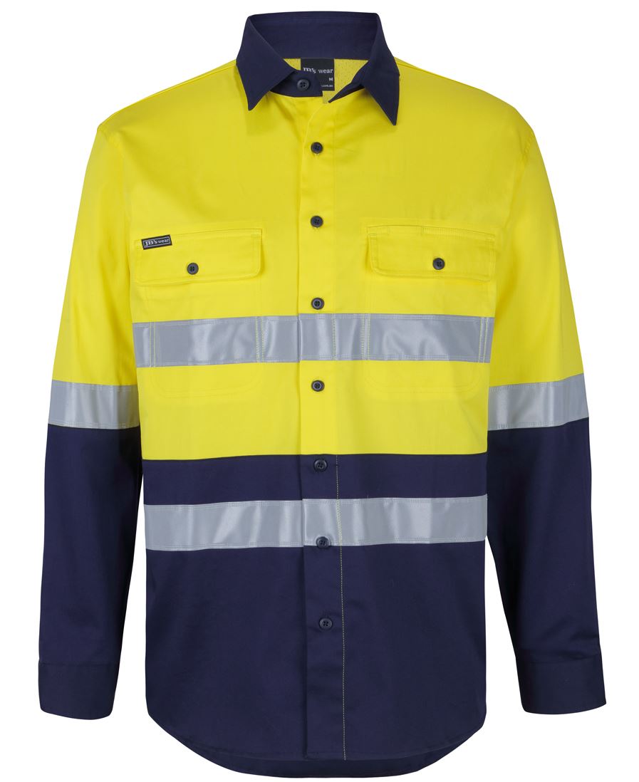 Jb's Hi Vis (D+N) L/S Stretch Work Shirt With Tape (6DSWL)