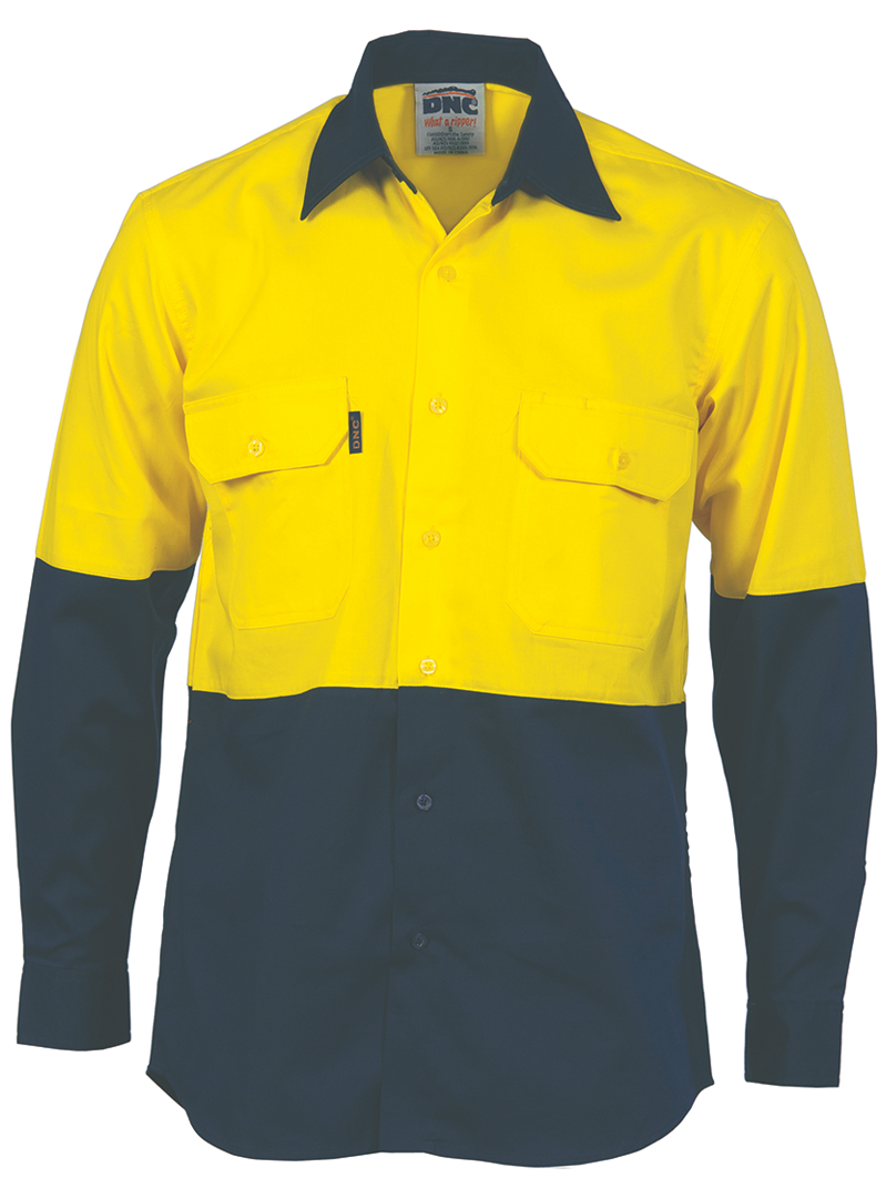DNC Hi Vis Two Tone Cool Breeze Cotton Shirt Long Sleeve (3840)
