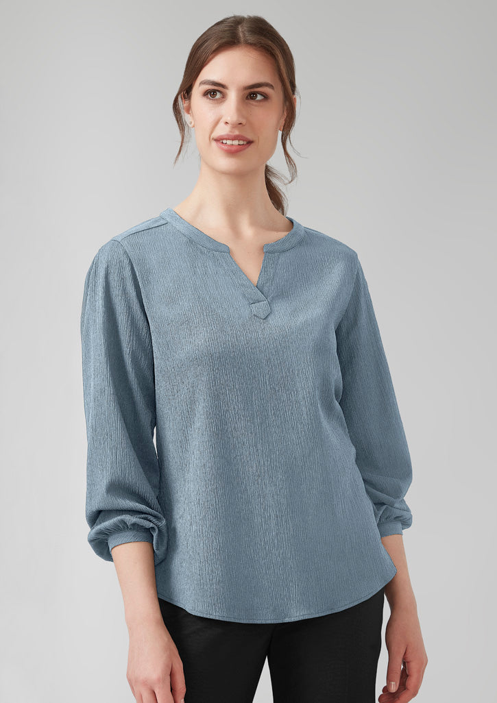 Biz Corporate Womens Ruche Long Sleeve Blouse (RU568LL)