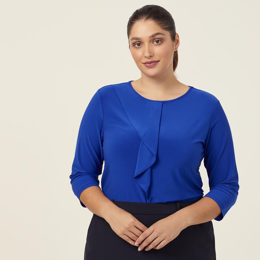 NNT Uniforms Soft Jersey 3/4 Round Neck T-top With Drape Detail (CATU9Q)