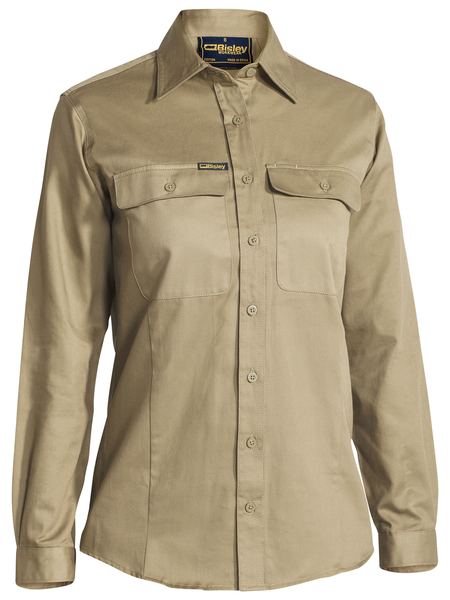 Bisley Ladies Drill Shirt - Long Sleeve-(BL6339)