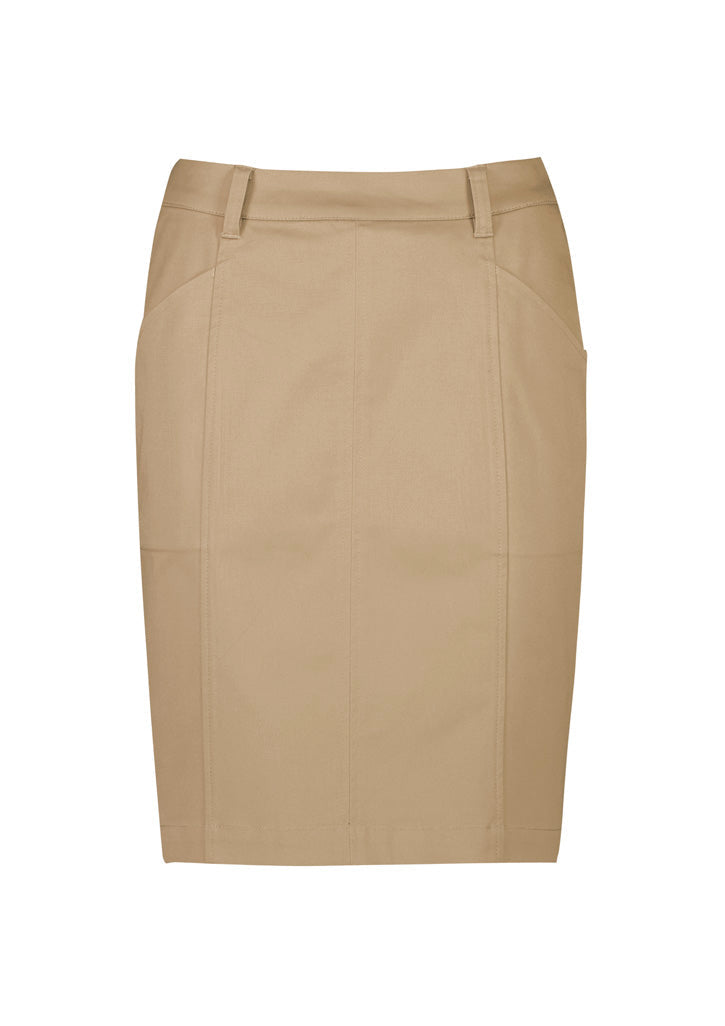 Biz Corporate Womens Mid Waist Stretch Chino Skirt (RGS264L)