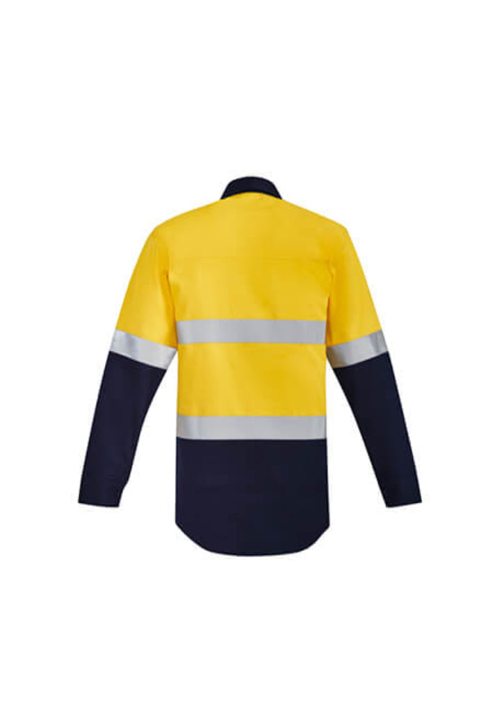 Syzmik Mens Orange Flame Hi Vis Closed Front Shirt - Hoop Taped (ZW143)