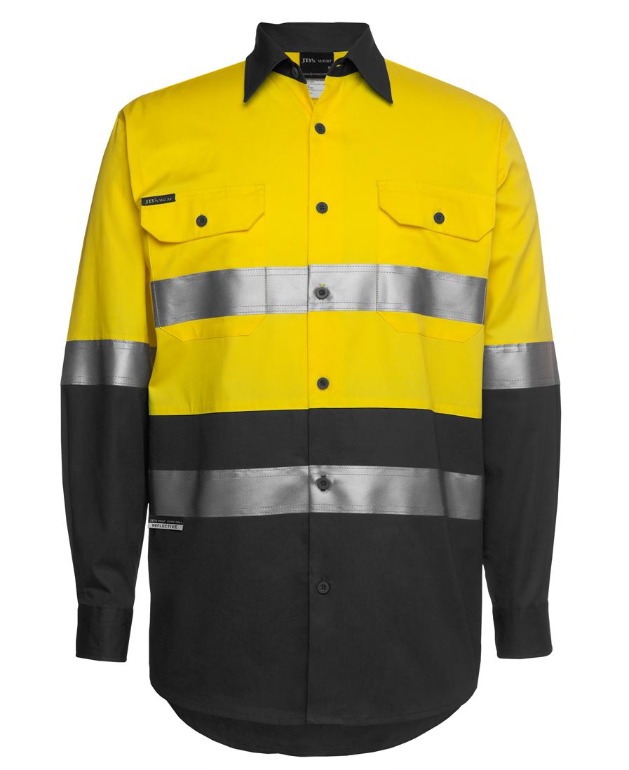 Jb's Hi Vis Long Sleeve (D+N) 150g Work Shirt - Adults (6DNWL) (2nd 2 Colors)