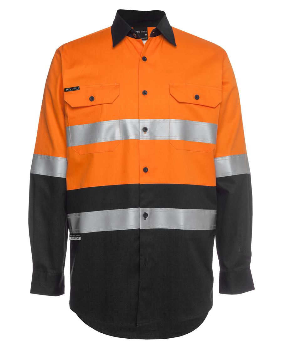 Jb's Hi Vis Long Sleeve (D+N) 150g Work Shirt - Adults (6DNWL) (2nd 2 Colors)