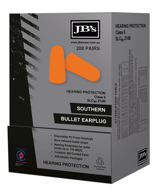 JB's Southern Bullet Earplug (200 pair) (8P085)