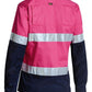 Bisley 2 Tone Hi Vis Cool Lightweight Gusset Cuff Shirt 3m Reflective Tape - Ladies Long Sleeve-(BL6896)