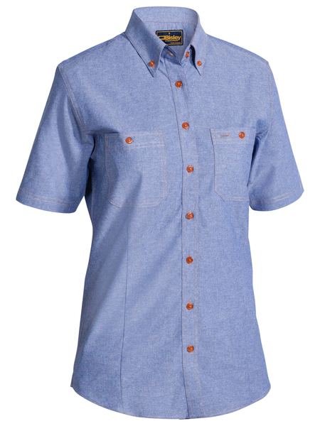Bisley Ladies Chambray Shirt - Short Sleeve-(B71407L)