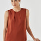 Biz Corporate Womens Estelle Sleeveless Pleat Detail Blouse(RB973LN)