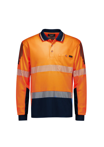 Syzmik Mens Hi Vis Flux Segmented Tape Long Sleeve Polo (ZH550)