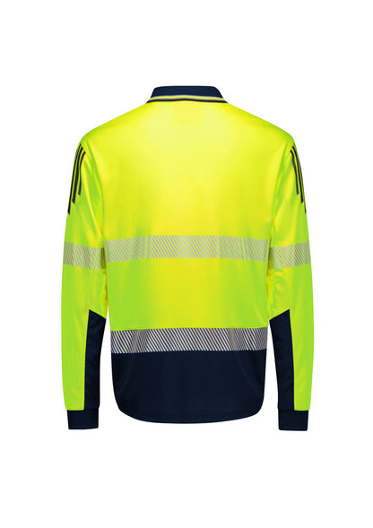 Syzmik Mens Hi Vis Flux Segmented Tape Long Sleeve Polo (ZH550)