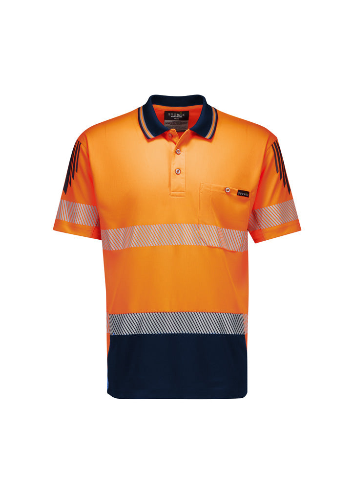 Syzmik Mens Hi Vis Flux Segmented Tape Short Sleeve Polo (ZH555)