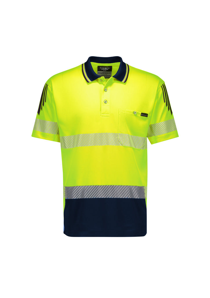 Syzmik Mens Hi Vis Flux Segmented Tape Short Sleeve Polo (ZH555)