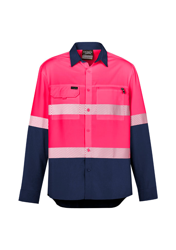 Syzmik Mens Hi Vis Outdoor Segmented Tape L/S Shirt (ZW470)