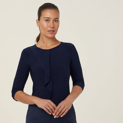 NNT Uniforms Soft Jersey 3/4 Round Neck T-top With Drape Detail (CATU9Q)