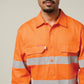 Hard Yakka Hi-Vis Closed Front Taped Long Sleeve Cotton Drill Shirt (Y07899)