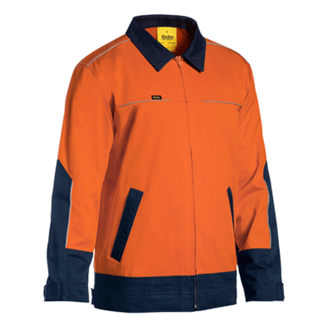 Bisley Two Tone Hi Vis Liquid Repellent Cotton Drill Jacket (BJ6917)