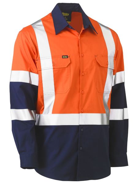 Bisley X Taped Biomotion Two Tone Hi Vis Lightweight Drill Shirt - (BS6696XT)