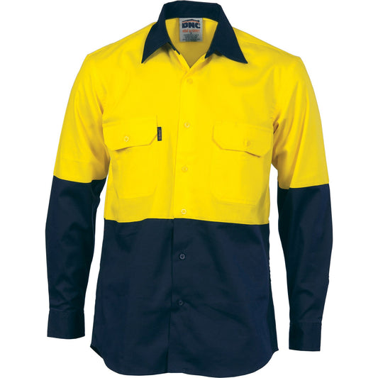 DNC HiVis 2 Tone Cotton Drill L/S Vented Shirt (3981)