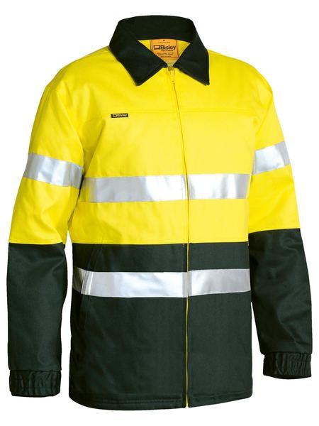 Bisley 2 Tone Hi Vis Drill Jacket 3m Reflective Tape-(BK6710T)