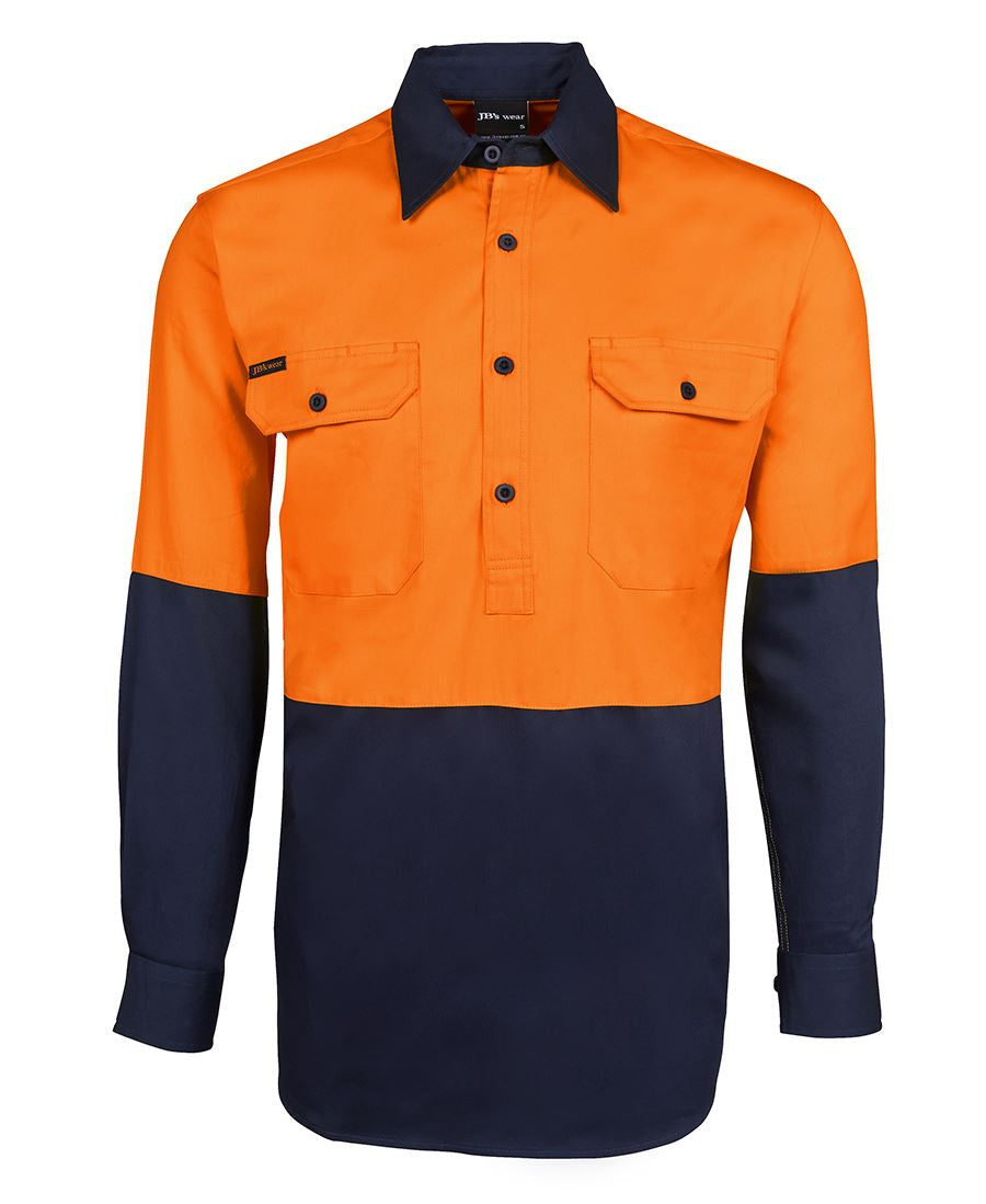 JB's Hi Vis L/S 190g Close Front Shirt (6HVCF)