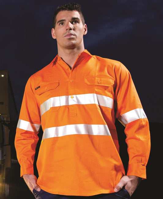 JB's Hi Vis (D+N) Close Front L/S Shirt 190g - Adults (6HWCF)