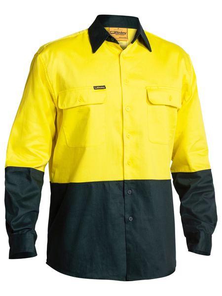 Bisley 2 Tone Hi Vis Drill Shirt - Long Sleeve-(BS6267)