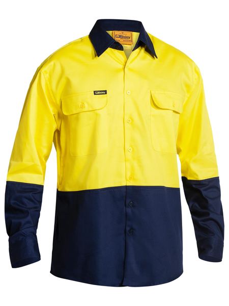 Bisley 2 Tone Hi Vis Drill Shirt - Long Sleeve-(BS6267)
