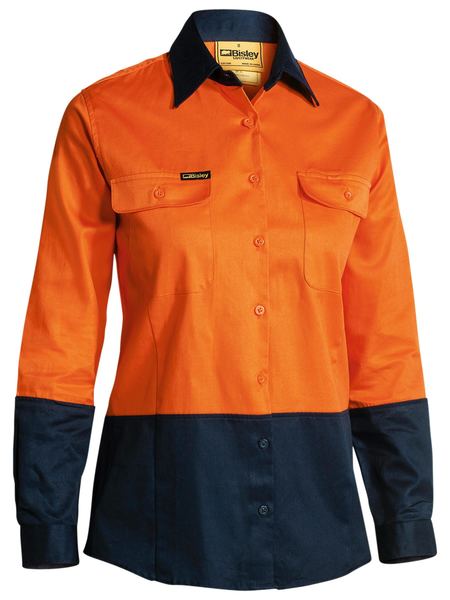 Bisley Ladies 2 Tone Hi Vis Drill Shirt - Long Sleeve-(BL6267)