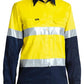 Bisley 2 Tone Hi Vis Cool Lightweight Gusset Cuff Shirt 3m Reflective Tape - Ladies Long Sleeve-(BL6896)