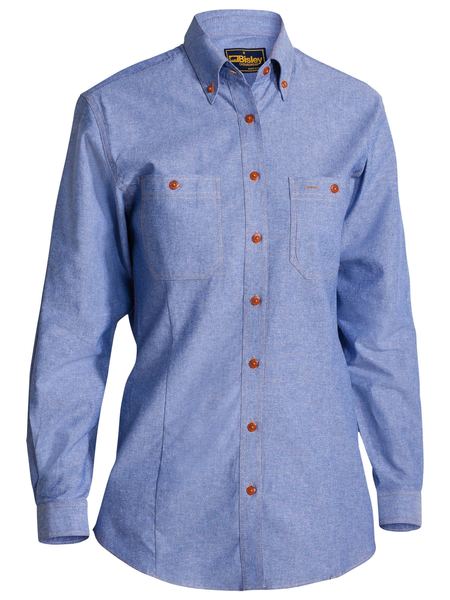 Bisley Ladies Chambray Shirt - Long Sleeve-(B76407L)