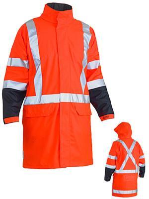 Bisley TTMC-W 3M X Taped Two Tone Hi Vis Stretch PU Rain Coat-(BJ6955XT)