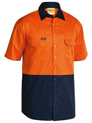 Bisley 2 Tone Cool Lightweight Drill Shirt - Short Sleeve-(BS1895)