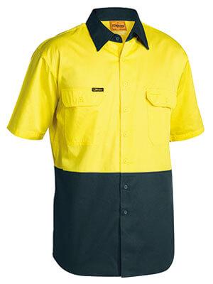 Bisley 2 Tone Cool Lightweight Drill Shirt - Short Sleeve-(BS1895)