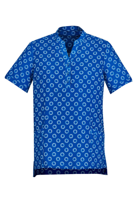 Biz Care Womens Florence Daisy Print Tunic (CS950LS)-ElectricBlue