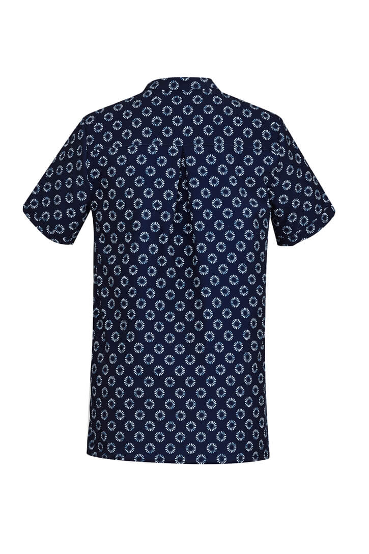 Biz Care Womens Florence Daisy Print Tunic (CS950LS)-Navy