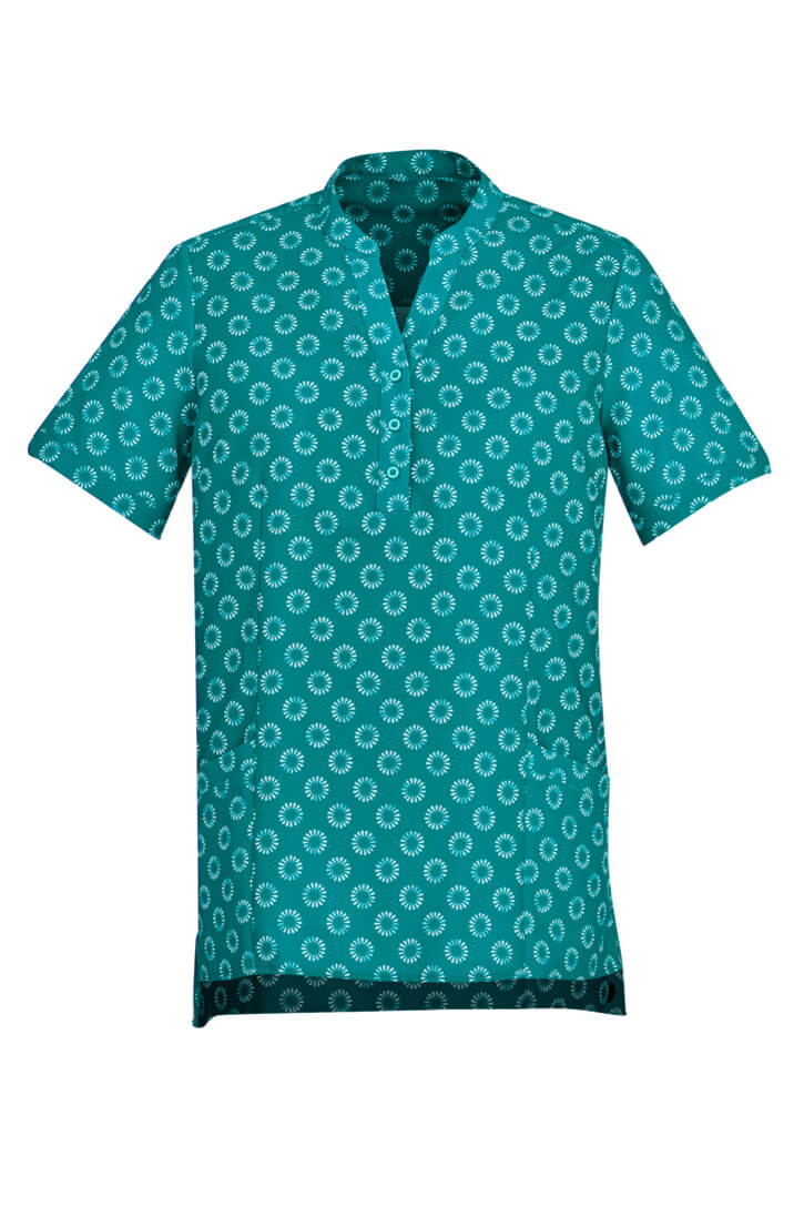 Biz Care Womens Florence Daisy Print Tunic (CS950LS)-Teal