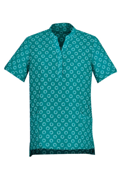 Biz Care Womens Florence Daisy Print Tunic (CS950LS)-Teal