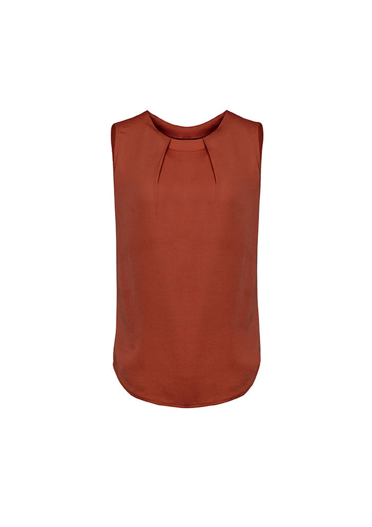 Biz Corporate Womens Estelle Sleeveless Pleat Detail Blouse(RB973LN)