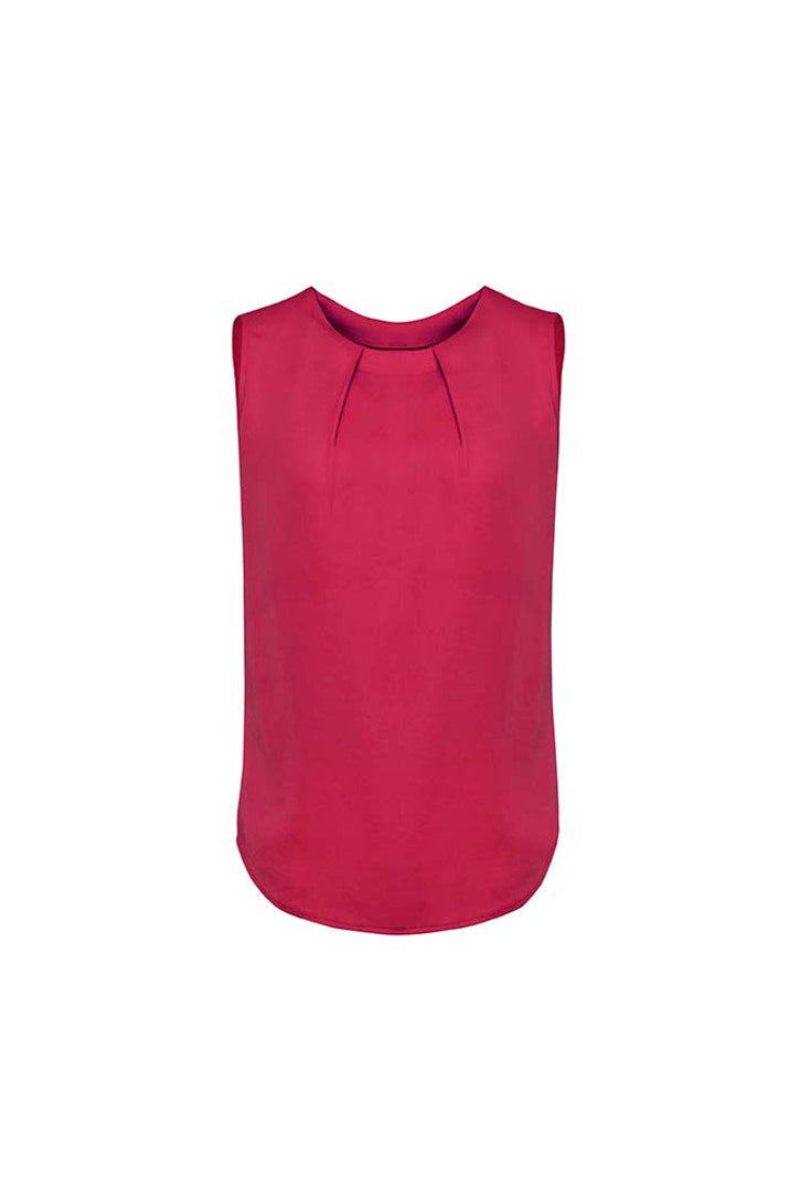 Biz Corporate Womens Estelle Sleeveless Pleat Detail Blouse(RB973LN)