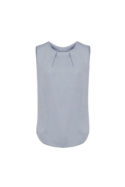 Biz Corporate Womens Estelle Sleeveless Pleat Detail Blouse(RB973LN)