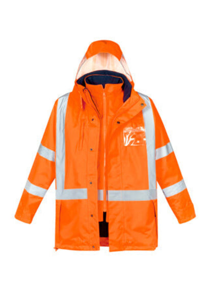 Syzmik Mens Hi Vis X Back Taped 4 In 1 Waterproof Jacket (ZJ616)