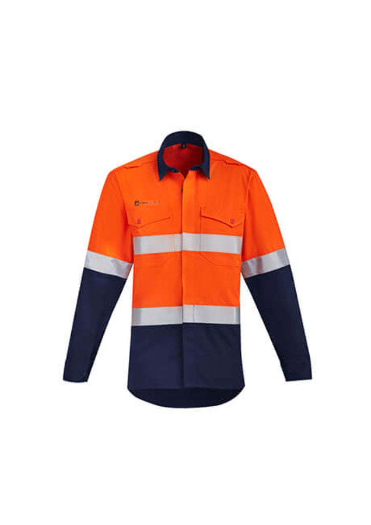 Syzmik Mens Orange Flame Hrc 2 Hoop Taped Open Front Spliced Shirt (ZW140)