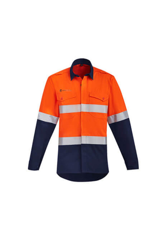 Syzmik Mens Orange Flame Hrc 2 Hoop Taped Open Front Spliced Shirt (ZW140)