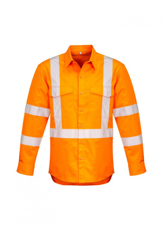 Syzmik Mens Hi Vis X Back Taped L/S Shirt (ZW690)